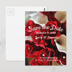 Rode Bloemen Elegante Bloemen Save the Date Bruilo Briefkaart