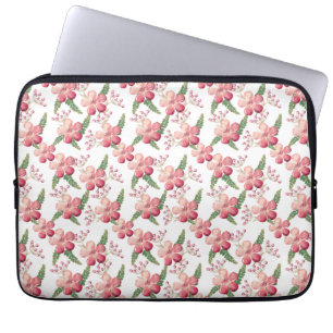Rode bloemen en bessen met groene bladeren laptop sleeve