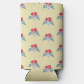 Rode bloemen en groene bladeren op bruin (Achterkant)