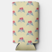 Rode bloemen en groene bladeren op bruin (Voorkant)