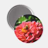 rode bloemen en honingbij magneet (Voorkant / Achterkant)