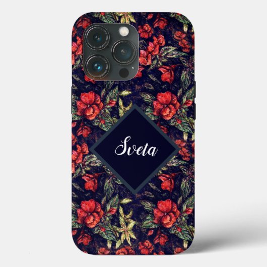Rode Bloemen en Jouw naam Case-Mate iPhone Case (Achterkant)