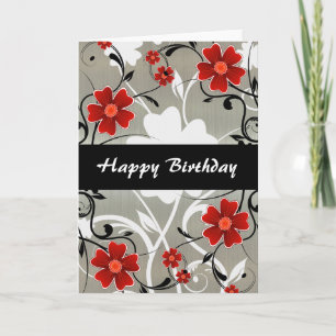 Rode bloemen en silhouet op zilver kaart