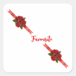Rode Bloemen Favoriet Vierkante Sticker