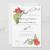 Rode bloemen God is een liefdeshuwelijk Kaart (Voorkant)