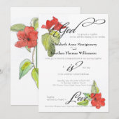 Rode bloemen God is een liefdeshuwelijk Kaart (Voorkant / Achterkant)