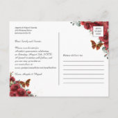 Rode Bloemen Goud Geometrische Quinceañera foto Aankondigingskaart (Achterkant)