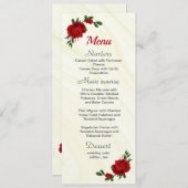 Rode bloemen groen bruiloft menu (Voorkant / Achterkant)