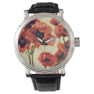 Rode bloemen horloge