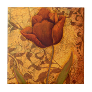 Rode bloemen II Tegeltje