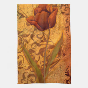 Rode bloemen II Theedoek