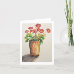 Rode Bloemen in een Lege Kaart van de Pot