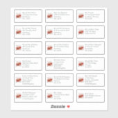 Rode Bloemen Individuele Bruiloft Gast Naam Adres Sticker