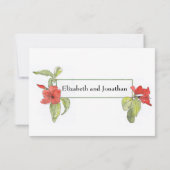 Rode Bloemen Kalligrafie Schrift Trouwreceptie Kaart (Achterkant)