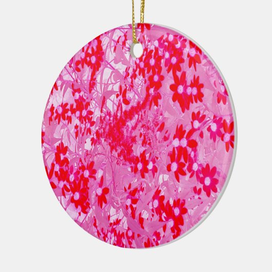 rode bloemen keramisch ornament (Links)