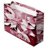 Rode Bloemen Kerstmis Geschenk Tas Groot Cadeauzakje (Achterkant Gekanteld)