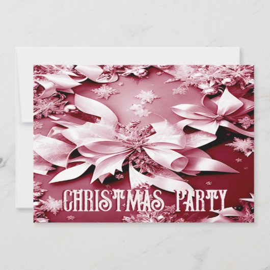 Rode Bloemen Kerstmis Vakantie Party uitnodiging (Voorkant)
