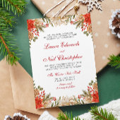 Rode Bloemen Kerstmis Winter Bruiloft Kaart
