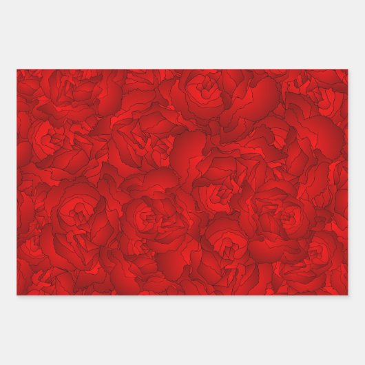  rode bloemen kunst inpakpapier vel (Voorkant)