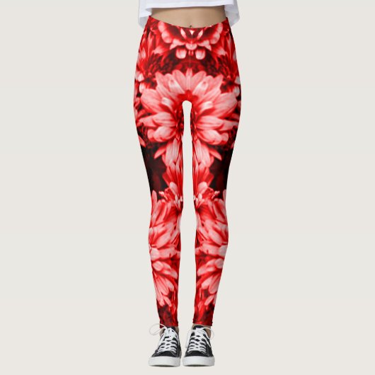 Rode bloemen Leggings (Voorkant)