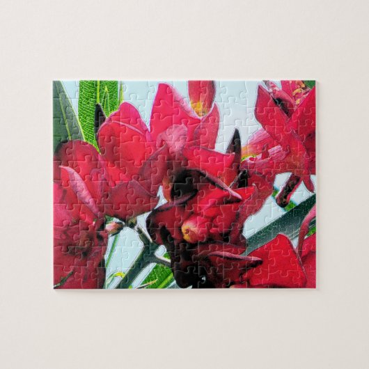 Rode bloemen legpuzzel (Horizontaal)
