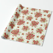 Rode Bloemen Lente Bloemen Cadeaupapier (Uitgerold)