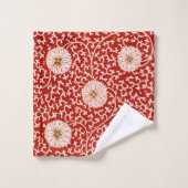 Rode Bloemen Levendig  Klassiek Patroon Bad Handdoek (Wasdoekje)