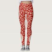 Rode Bloemen Levendig  Klassiek Patroon Leggings (Voorkant)