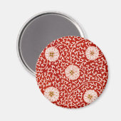 Rode Bloemen Levendig  Klassiek Patroon Magneet (Voorkant / Achterkant)