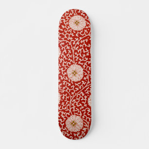 Rode Bloemen Levendig  Klassiek Patroon Skateboard