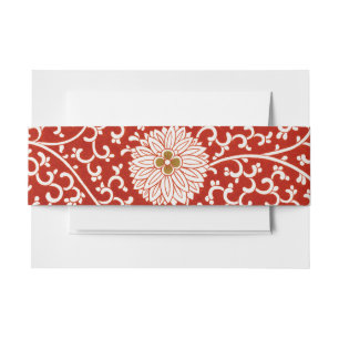 Rode Bloemen Levendig  Klassiek Patroon Uitnodigingen Wikkel