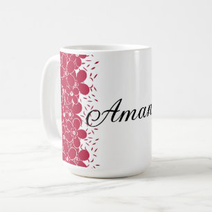 Rode bloemen madeliefjes op witte achtergrond koffiemok