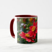 Rode bloemen mok (Voorkant links)