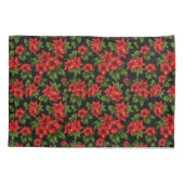 Rode bloemen op de zwarte achtergrond kussensloop (Achterkant)