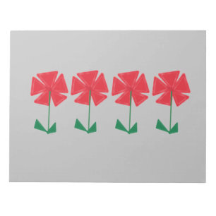 rode bloemen op grijze achtergrondvulling notitieblok