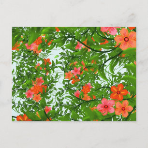 Rode Bloemen op Groen Briefkaart