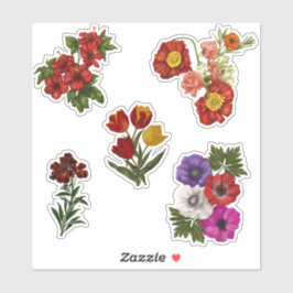 Rode bloemen op maat gesneden vinyl stickers