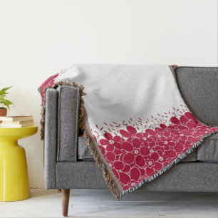 Rode bloemen op witte achtergrond deken