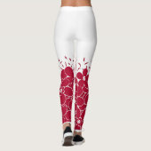 Rode bloemen op witte achtergrond leggings (Achterkant)