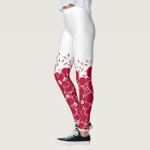 Rode bloemen op witte achtergrond leggings (Links)