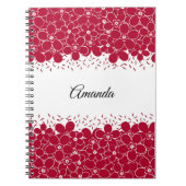 Rode bloemen op witte achtergrond notitieboek (Voorkant)