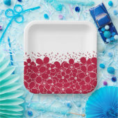 Rode bloemen op witte achtergrond papieren bordje (Feest)