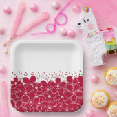 Rode bloemen op witte achtergrond papieren bordje (Feest)