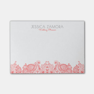Rode Bloemen Paisley Kant Post-it® Notes