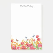 Rode bloemen/papavers en botervliegen Opmerking Post-it® Notes (Voorkant)