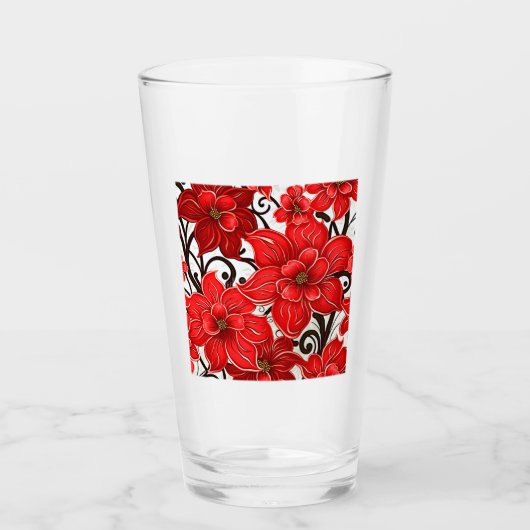 Rode bloemen Patroonglas Glas (Voorkant)