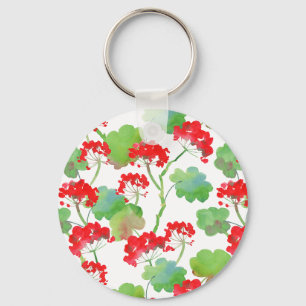 Rode bloemen (Pelargonium) Sleutelhanger