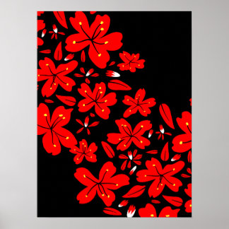 Rode bloemen poster