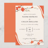 Rode Bloemen Rechthoek Bruiloft Uitnodiging (Voorkant / Achterkant)