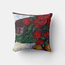 Rode Bloemen Schilderen 16 "x 16" Sierkussen